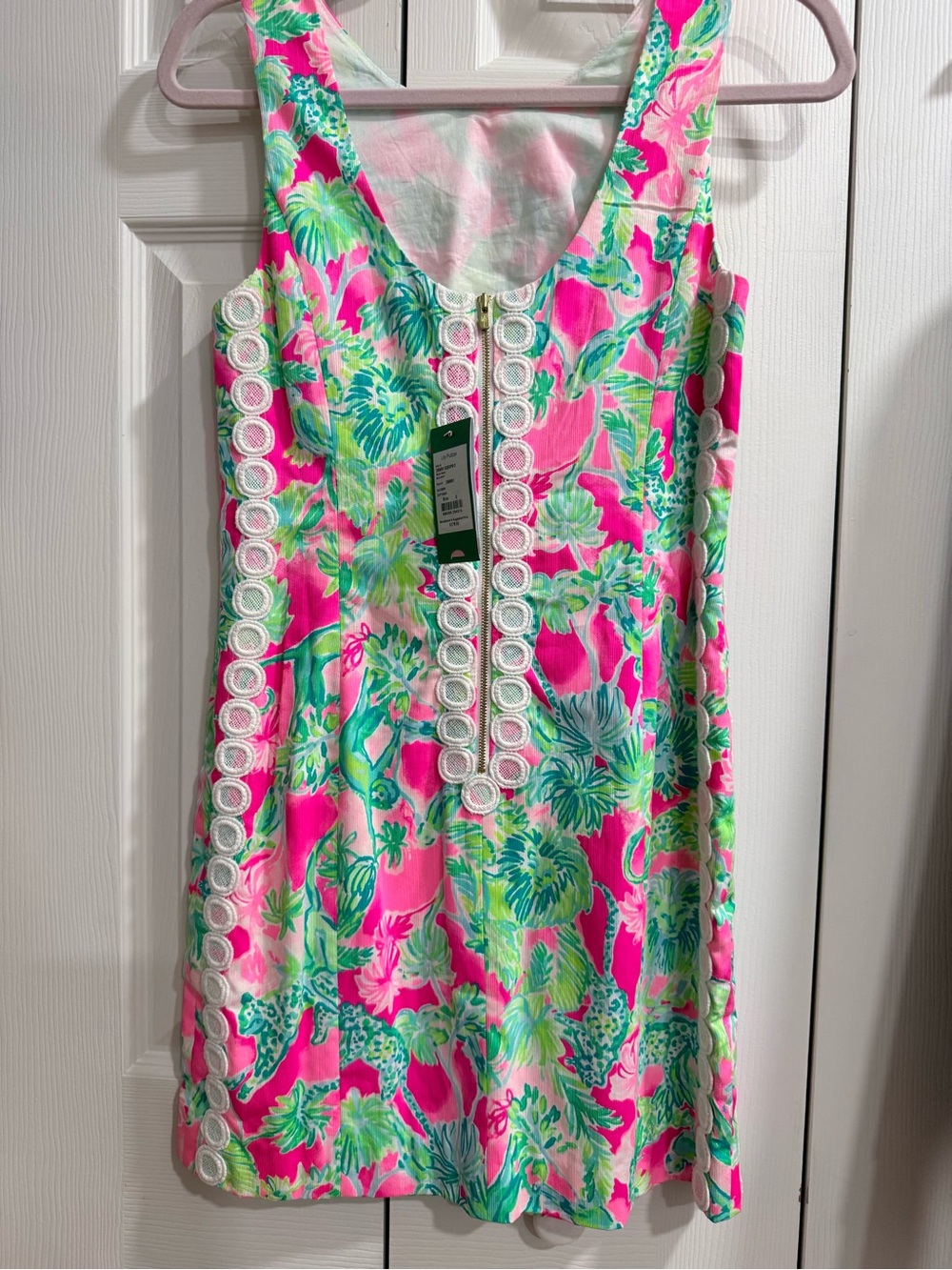 Lilly Pulitzer Pink and Green Tropical Shift Dress